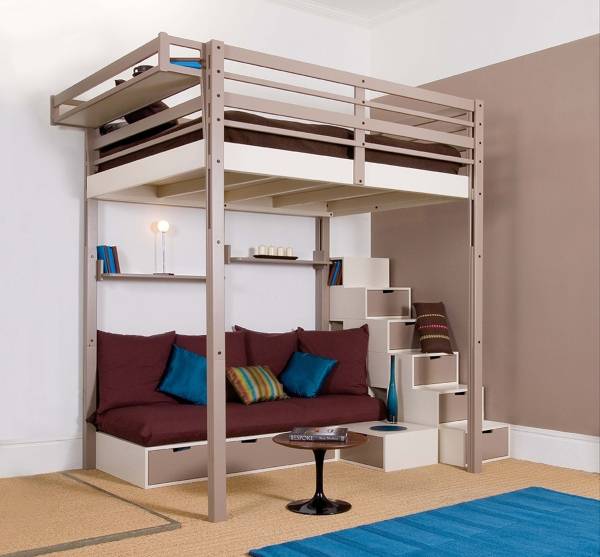 Superbe lit mezzanine adulte avec tiroirs
