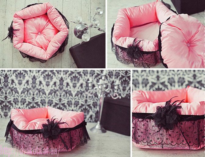 Lit pour chien rose