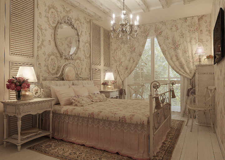 Chambre de style Provence, lit