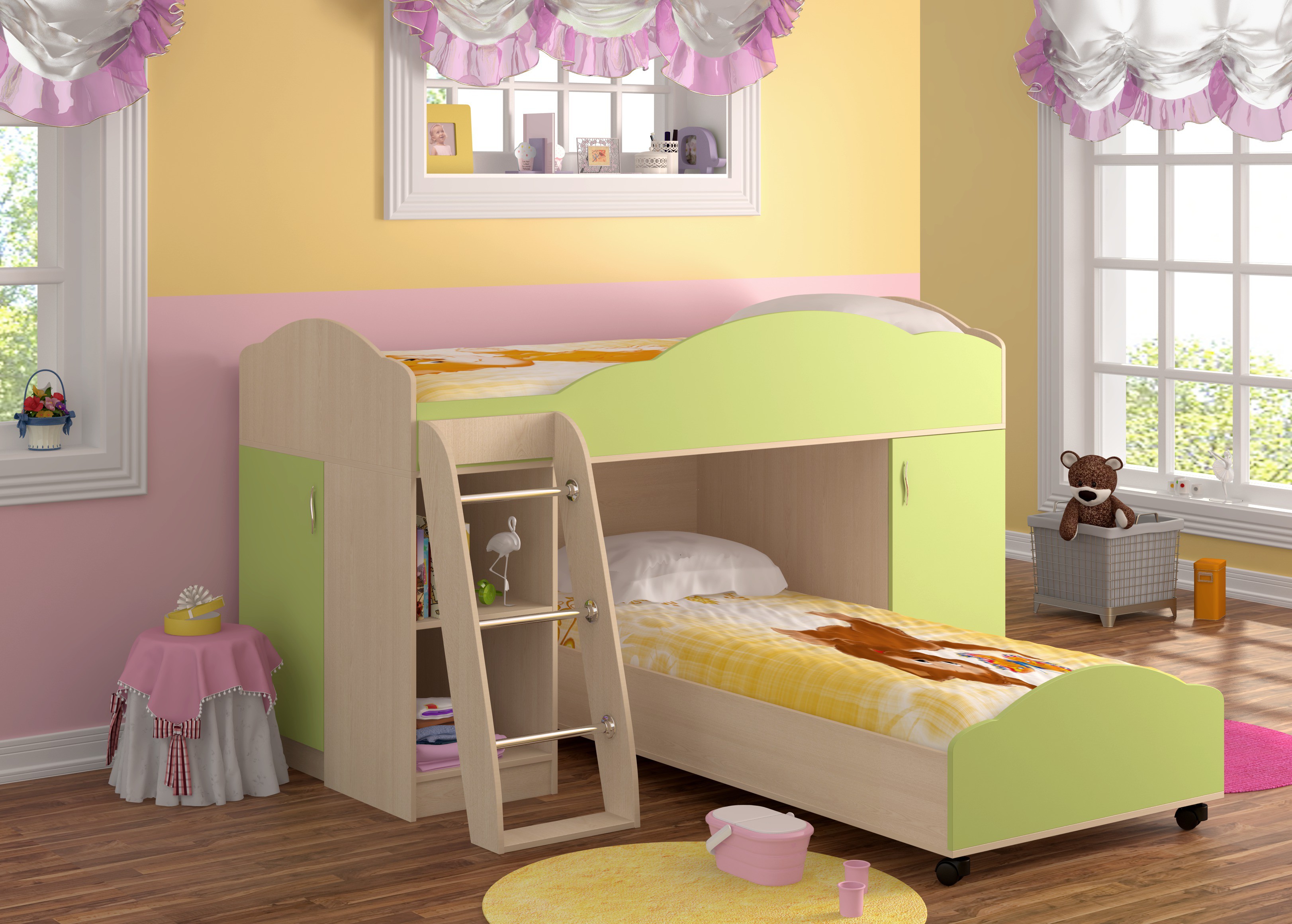 Lit superposé d'angle pour enfant