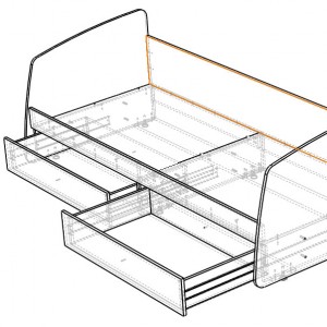 Dessin à ossature bois d'un lit