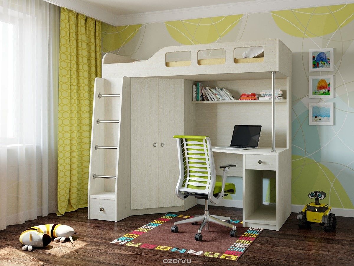 Grenier de lit pour les enfants à partir de 3 ans de couleur laiteuse
