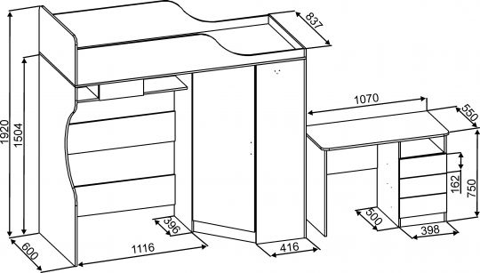 Disposition de lit mezzanine