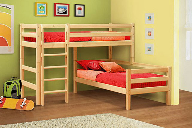 Lits superposés d'angle pour enfants