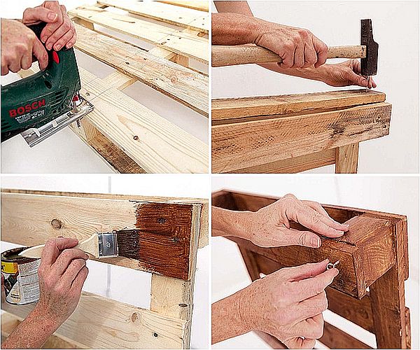 Assemblage d'un canapé à partir de palettes