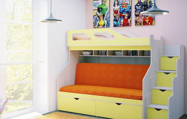 Lit mezzanine multicolore