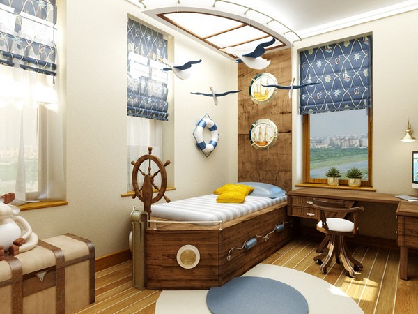 Navire de lit dans la chambre des enfants