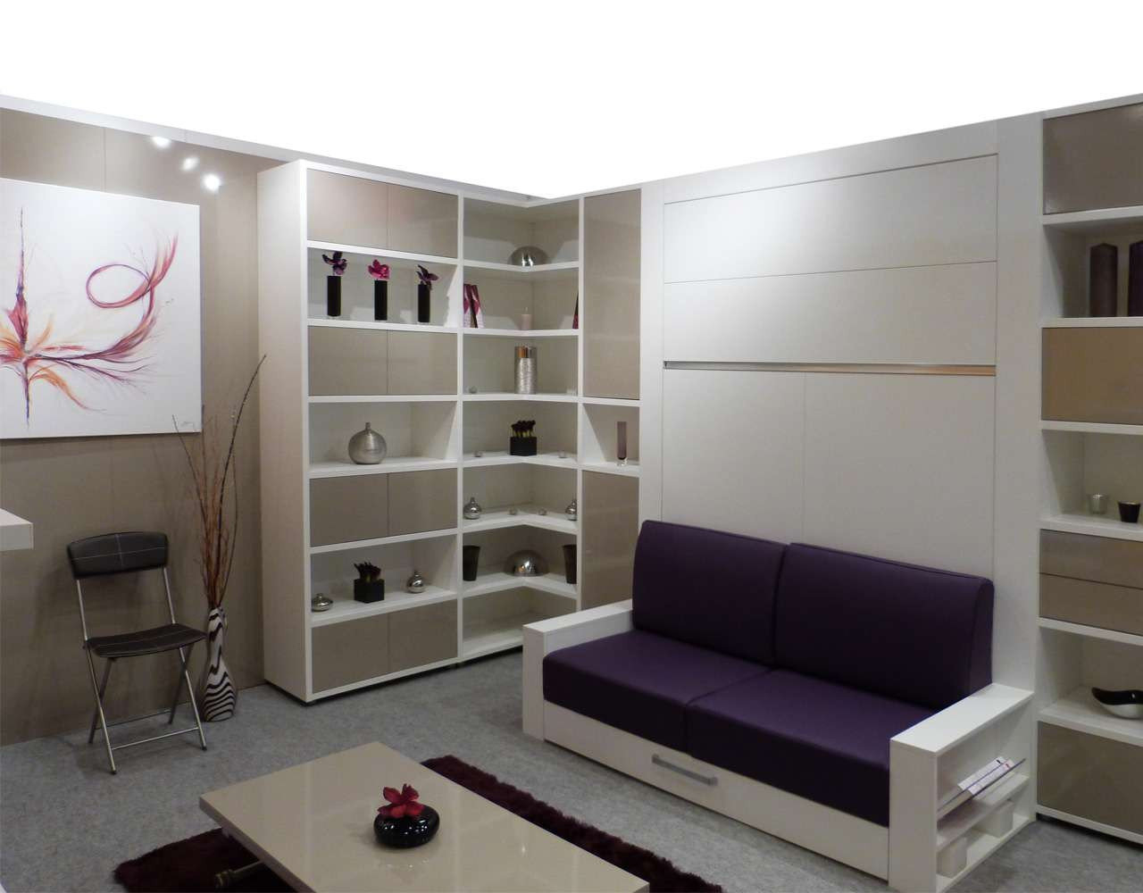 Lit armoire avec canapé