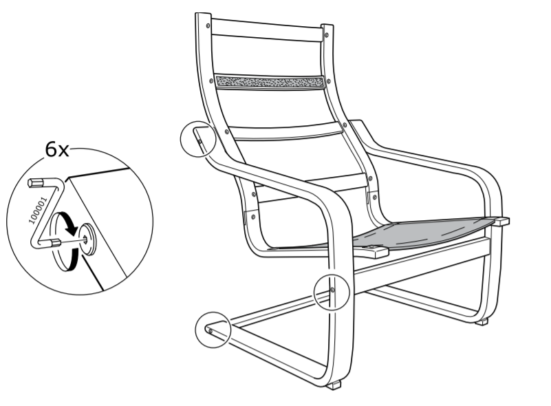 Assemblage de la chaise Poeng d'Ikea