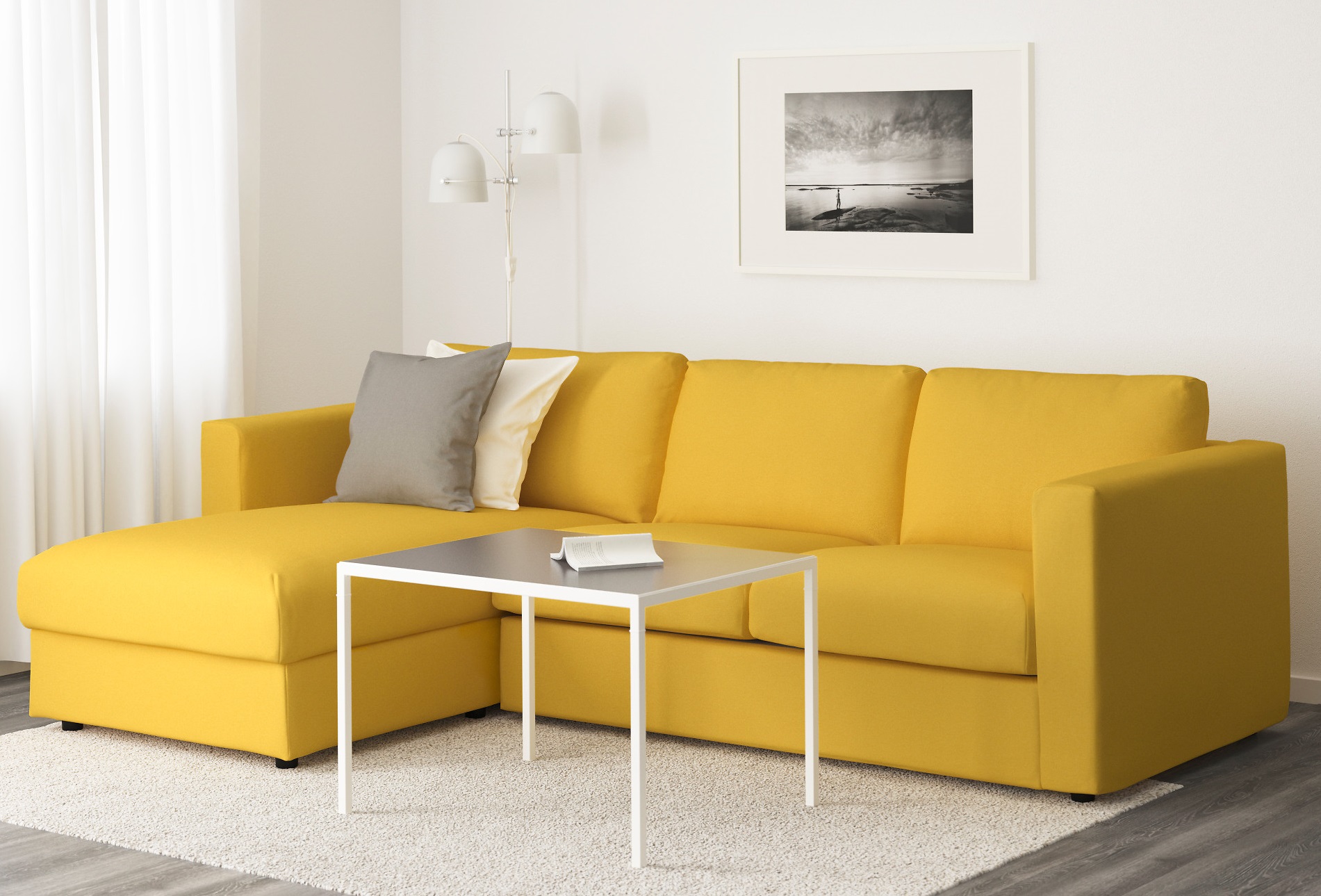 Canapé triple jaune