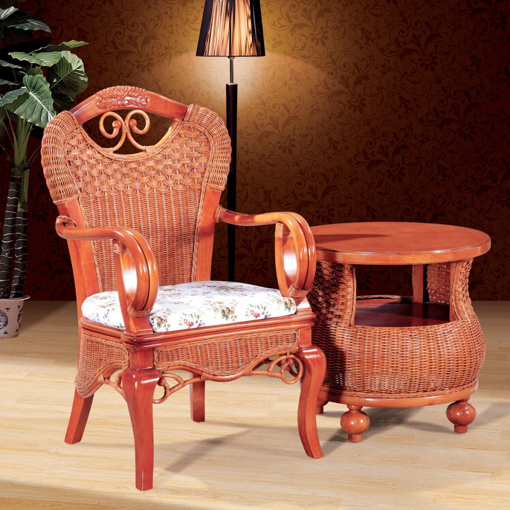 Chaise en osier à l'intérieur